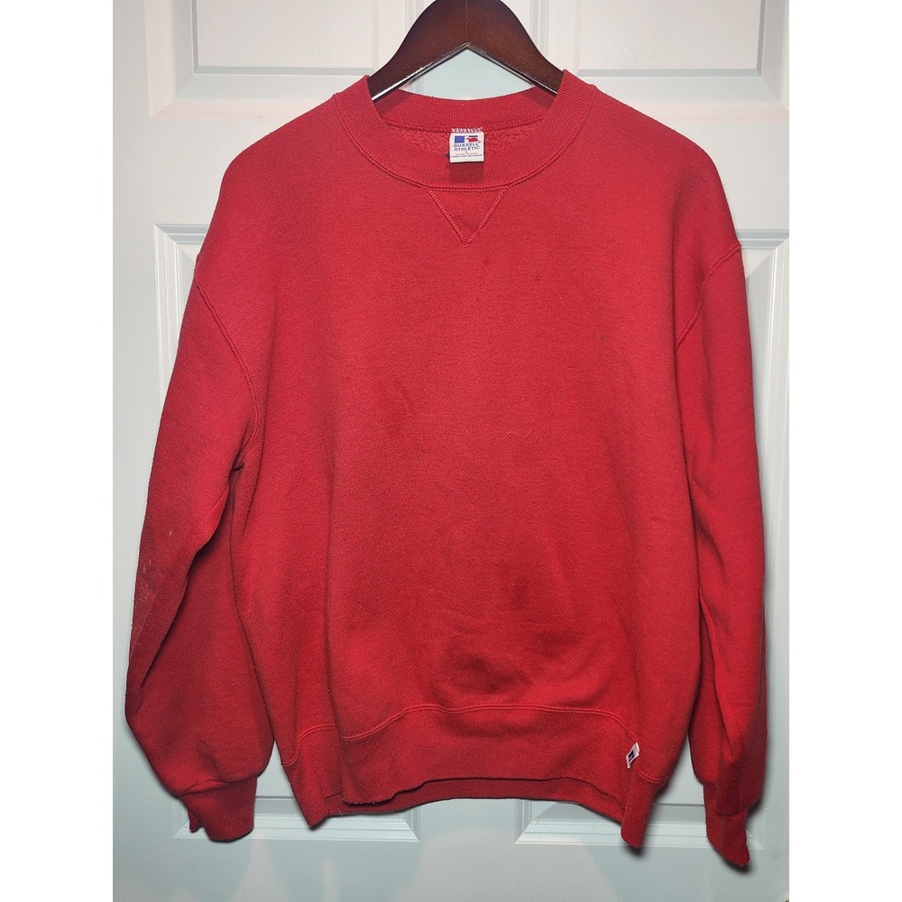 Vintage 80s Russell Athletic Red Blank Sweatshirt Made in USA Crewneck Large